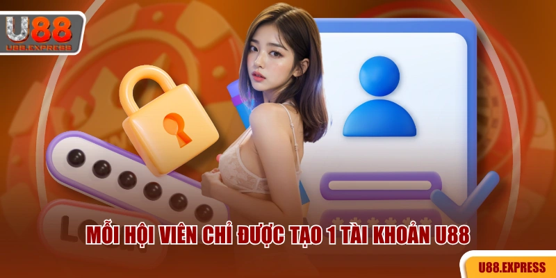 Mỗi hội viên chỉ được tạo 1 tài khoản U88